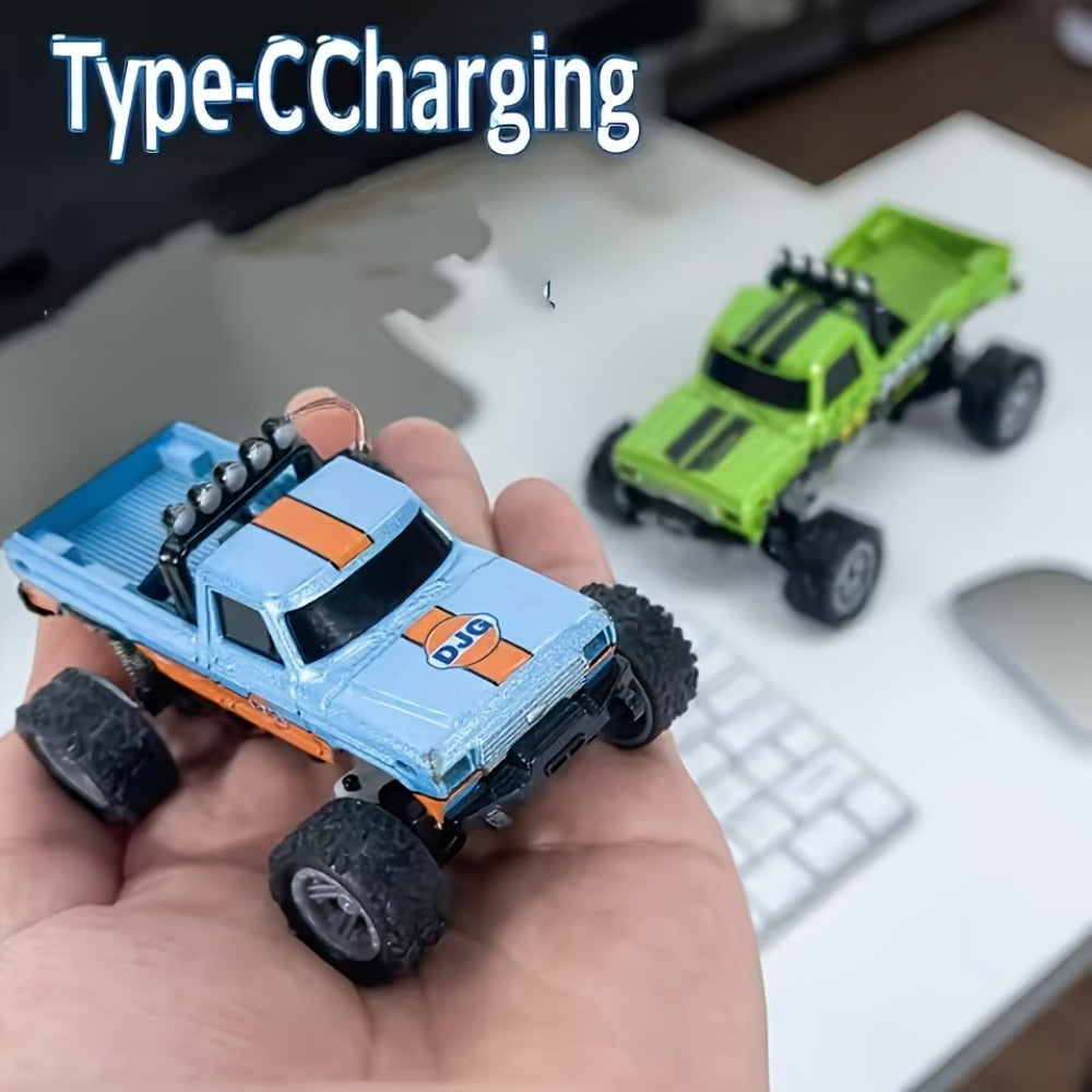 Remote Control Car, 1:64 Scale Alloy Mini Off-Road Truck with 2.4GHz Control, Shock Suspension, Running Lights and Five Colors