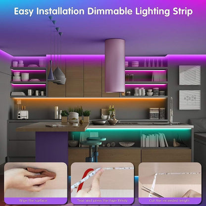 RGB Smart IC LED Strip Light Kit, 25ft to 200ft with App, Handheld Remote, Music Mode and Five Length Options