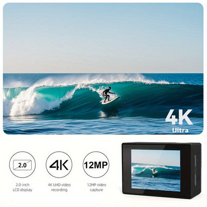 Sports Action Camera with 32GB Card, Helmet Mount Kit, 2-Inch Screen, WiFi and Remote-Control Accessories