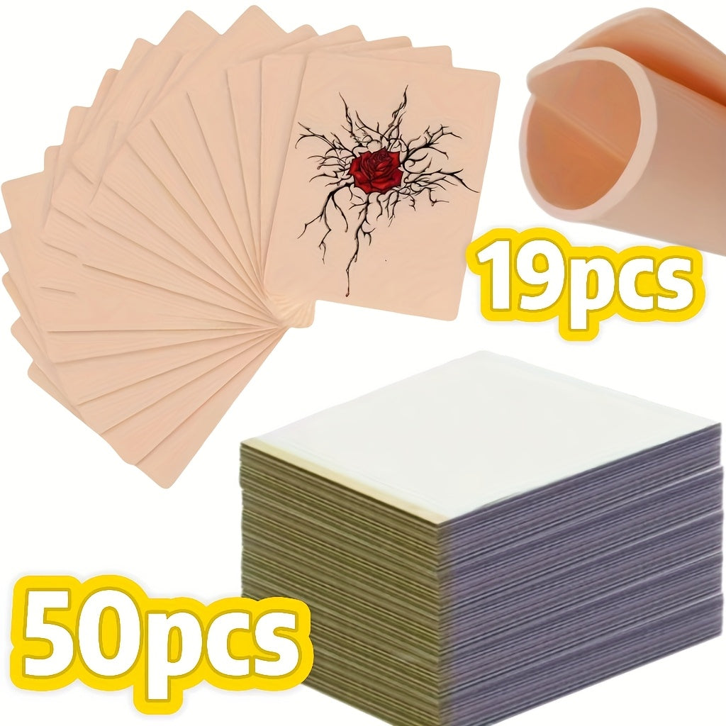 Tattoo Practice Skin Double-Sided Silicone Fake Skin - A4 Tattoo Transfer Paper Kit, Thermal Stencil Paper for Beginners & Artists