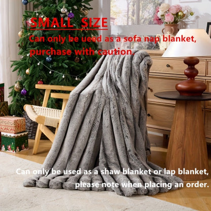 Double-Layer Faux Rabbit Fleece Blanket in Grey, Khaki or Beige with Five Sizes from Small Throw to King