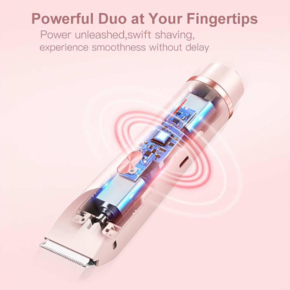 Electric Shaver 2-in-1 Women’s Razor and Bikini Trimmer with IPX6 Wet/Dry Use and USB Rechargeable Power