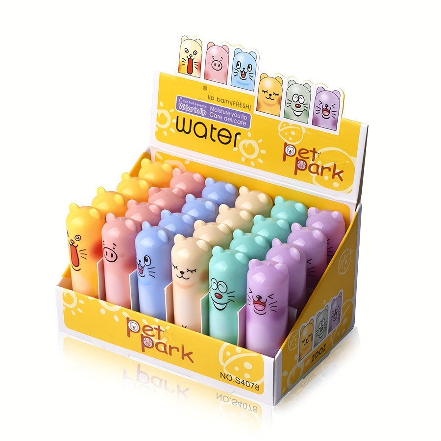 Lip Balm WATER PARK PET PARK 24-Piece Set with Twist-Up Tubes, Character Packaging and Two Box Styles