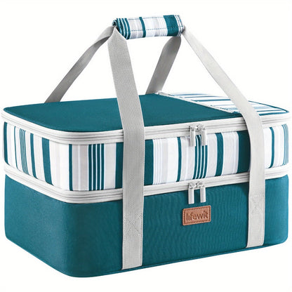 Insulated Casserole Carrier, 15.7-Inch Baking Dish Bag in Single or Double-Deck Configurations