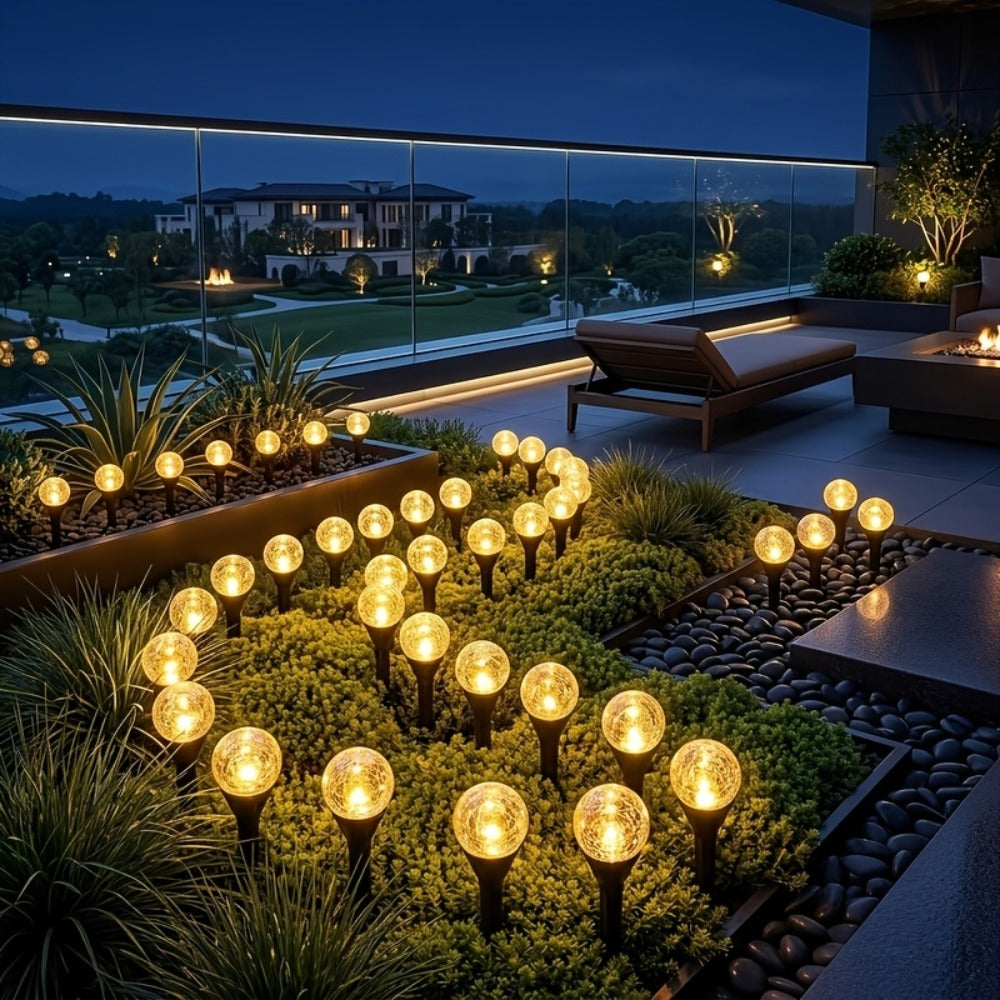Solar Garden Lights Outdoor 30 Pack Crystal Bubble Ball Ground Spike LED - 8 Modes Waterproof Solar Powered Landscape Fairy Lights for Yard Lawn Pathway Patio Camping Christmas Holiday Decoration