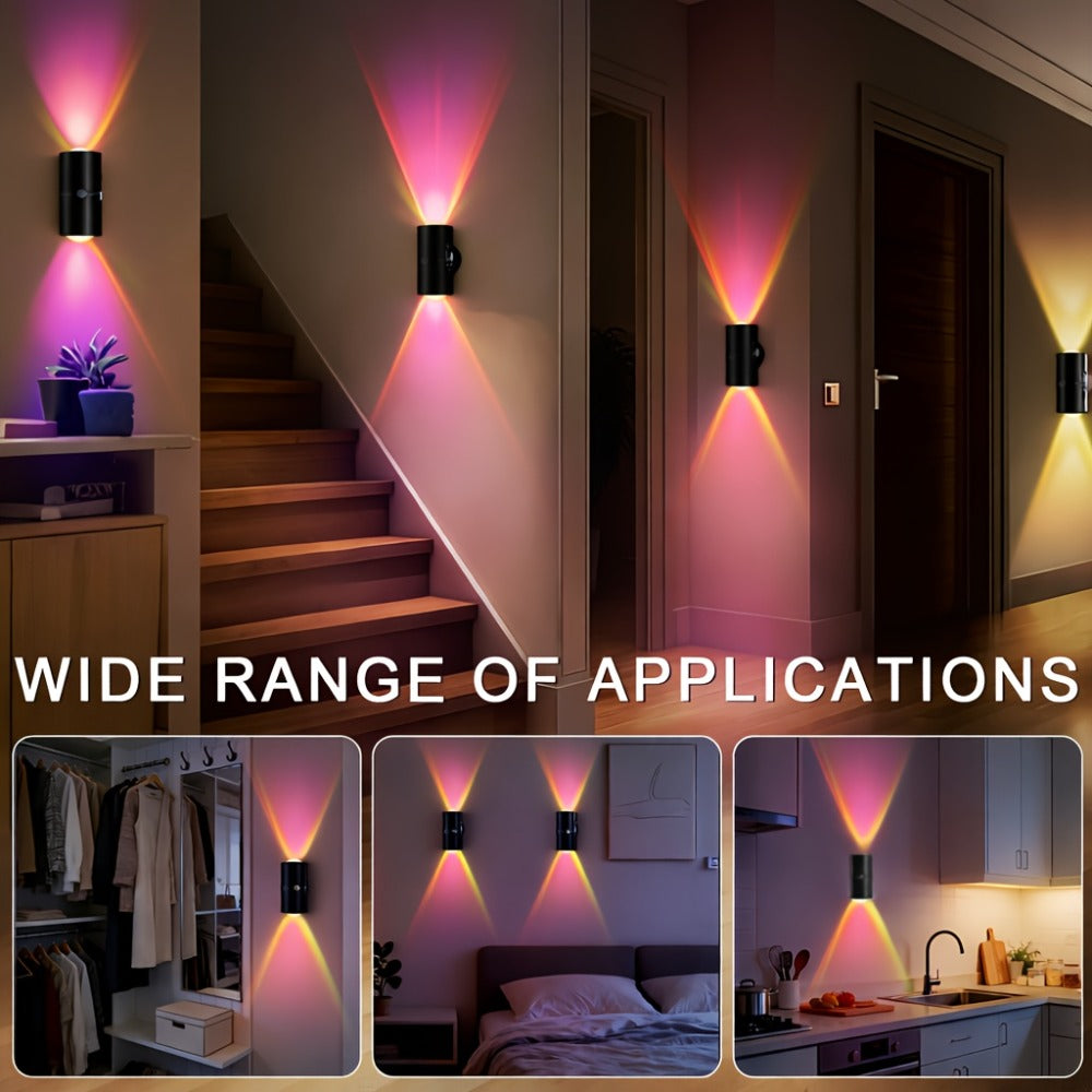 Rechargeable RGB Magnetic Wall Night Light Set with Motion Sensor in Black or White, Two- or Four-Pack