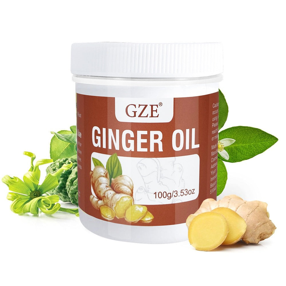 Hair Oil GZE Ginger 100g White Screw-Lid Jar with 3.53oz Label for Hair and Scalp Application