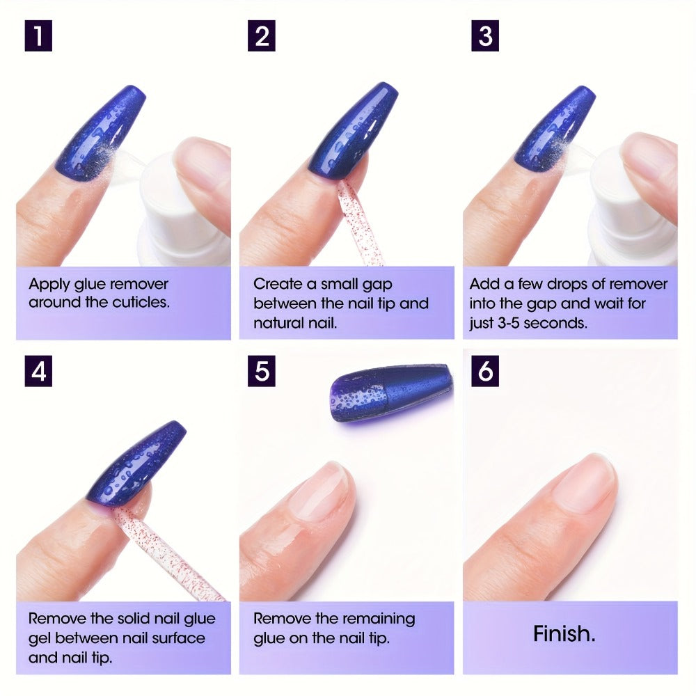 30 g Press-On Nail Glue Gel Kit with UV Lamp, 60 ml Remover and Buffer for Nail Tips and Rhinestones