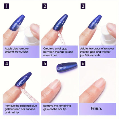 30 g Press-On Nail Glue Gel Kit with UV Lamp, 60 ml Remover and Buffer for Nail Tips and Rhinestones