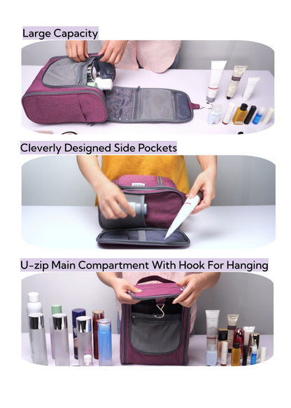 Hanging Toiletry Bag for Women Large Capacity Travel Makeup Organizer Bag with Hook Multi-Compartment Waterproof Cosmetic Pouch 16 Prints for Cruise Gym