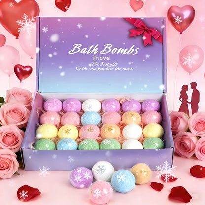 Bath Bombs Gift Set 24 Pcs Handmade Bubble Bath Fizzes with Essential Oils — Moisturizing Spa Bath Bombs for Women Birthday Christmas Valentine Anniversary Gift for Wife Girlfriend Mom Sister