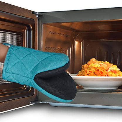 Oven Mitts 2 Pack Heat Resistant Kitchen Gloves - Non-Slip Multi-Ply Durable Cooking Baking Gloves Food Safe for BBQ Grilling Thanksgiving Christmas Holiday Kitchen Gift