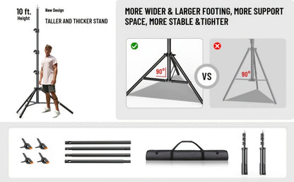 Photography Backdrop Support Kit in 10 x 10-Foot Size with Two Tripods, Four Crossbars, Four Clamps and Carry Bag