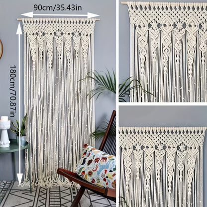Large Bohemian Macrame-Style Wall Hanging in Four Exact Woven Patterns with Long Fringe Details