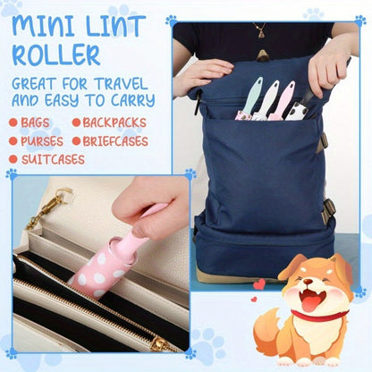 12-Piece Mini Portable Lint Roller Set with Patterned Covers for Clothing, Bags, Furniture and Travel