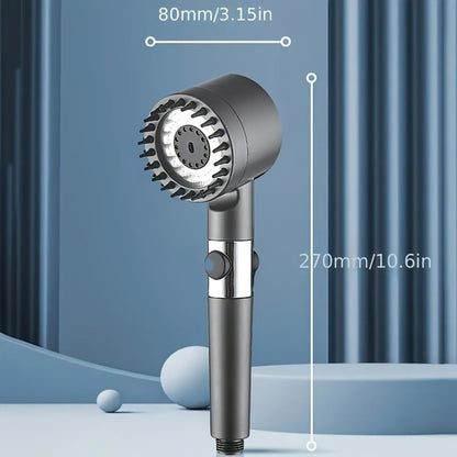 Nine-Piece Handheld Shower Head Set with Three Spray Modes, 59-Inch Hose, Five Cartridges and Wall Bracket