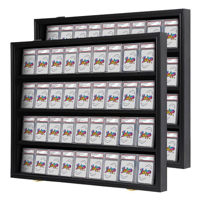 Black 36-Slot Wall Display Frame for Graded Sports Cards with Two Locks and One-, Two- or Three-Case Options