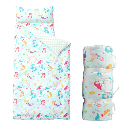 Kids Nap Mat Roll-Up Sleeping Mat for Daycare & Travel - 100% Polyester, Machine Washable, Fun Prints