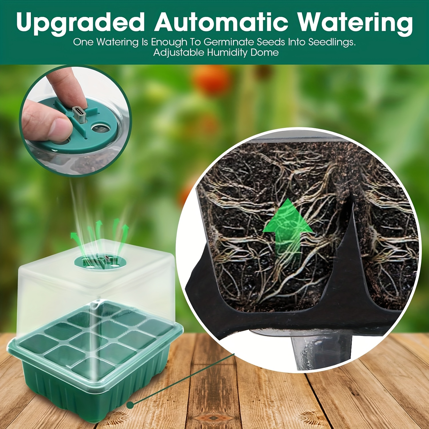 Seed Starter Kit 6-Pack with Grow Light Timing Controller | Adjustable Brightness Thickened Humidity Dome Heightened Lid | Seedling Tray Germination Set
