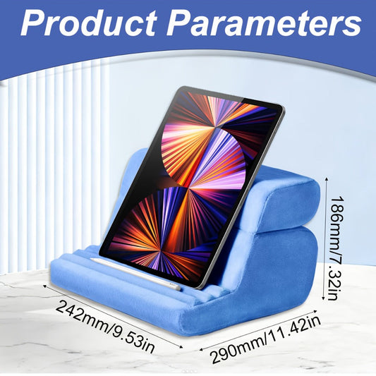 Tablet Pillow Stand Lap Bed Holder – Hands-Free Viewing, Foldable, Washable Cover, Fits iPad iPhone E-Reader
