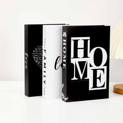 Three-Piece Faux Decorative Book Set with Industrial-Inspired Covers for Shelf or Office Styling