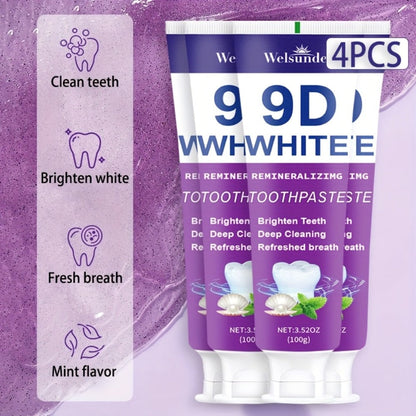 Four-Pack 100g Purple Mint Toothpaste Tubes with 9D Label Design and 400g Total Listed Quantity