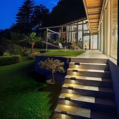 Solar Deck and Step Lights, 8- to 32-Piece Packs in Black, White or Brown with Integrated Panels