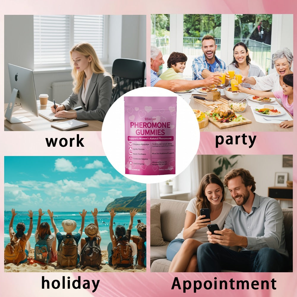 Women's Pheromone Gummies with L-Arginine, Maca & Beetroot – Natural Attraction, Confidence & Feminine Balance Supplement, Strawberry Flavor, 30 Gummies 30-Day Supply