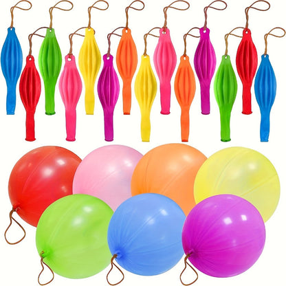 Party Favors Neon Punch Balloons, 48-Piece Latex Assortment with Pre-Attached Elastic Bands
