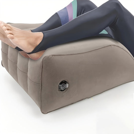 Inflatable Leg Elevation Pillow for Sleeping – Wedge Knee Support Cushion for Swelling Relief, Ergonomic Leg Raise Pillow for Bed, Travel & Camping, Lightweight & Portable, Gray