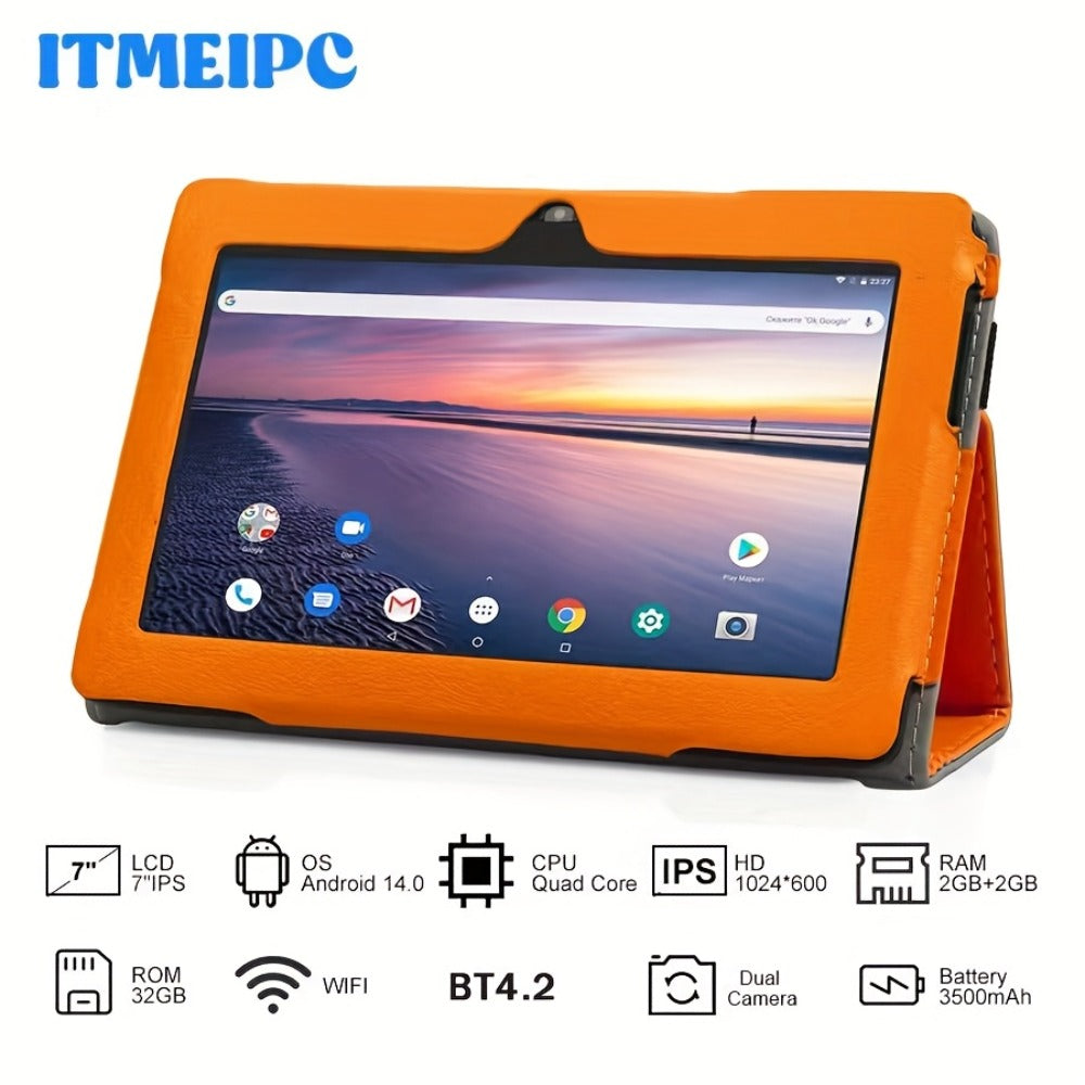 Android Tablet 7-Inch Kids Model with Android 14, Quad-Core CPU, 32GB Internal Storage and Built-In Case