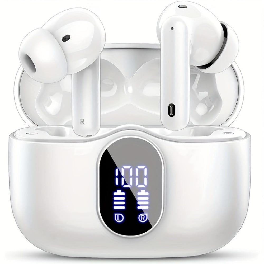Wireless Earbuds Bluetooth 5.3 with ENC Mic, 36-Hour Playback, LED Case and IPX4 Protection