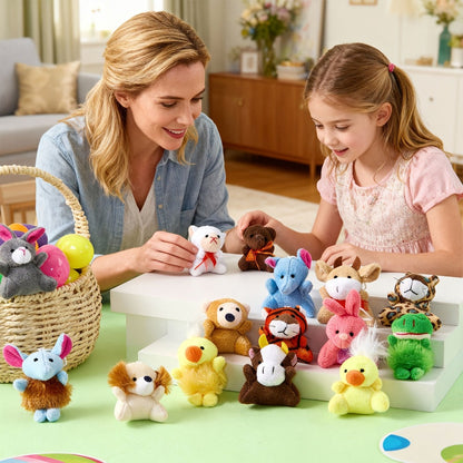 Bulk Mini Stuffed Animal Party Favors 24 Pack – 2.5-3 Inch Plush Keychain Toys for Easter Egg Hunt Basket Stuffers, Birthday Classroom Prizes, Halloween Goody Bag Fillers for Kids