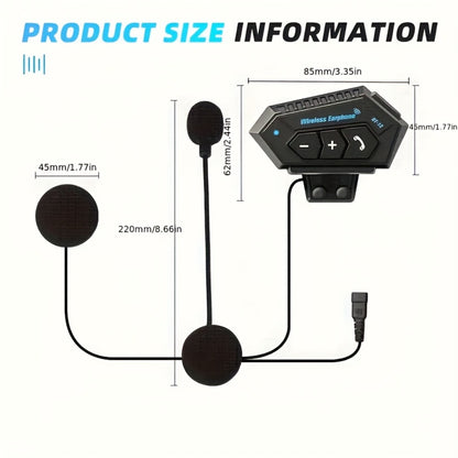 Motorcycle Helmet Bluetooth Headphones Wireless 5.0 – Hi-Fi Stereo, Noise Cancellation, Hands-Free Calls & Music, Easy Helmet Install, RGB Ambient Light Option, Durable Rider Headset