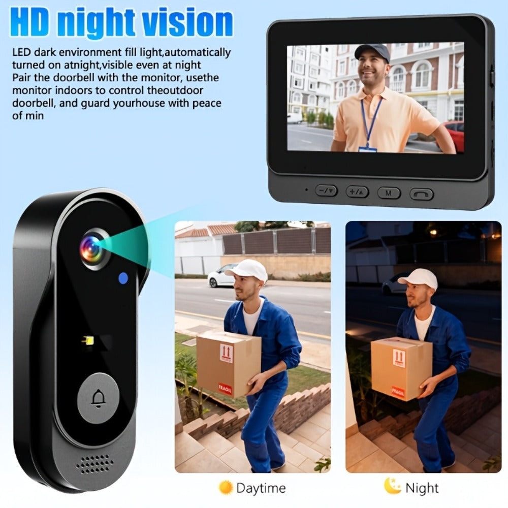 Video Doorbell with Indoor Monitor, Two-Way Communication, Night View and Wall-Mount Hardware in One Selection
