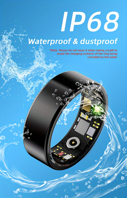 Health Monitoring Smart Ring with Heart Rate HRV Sleep Tracking, Steps Calories Body Temp & Menstrual Cycle – Bluetooth 5.3, iOS & Android, Sizes #7-#13, Rose Gold Black Silver