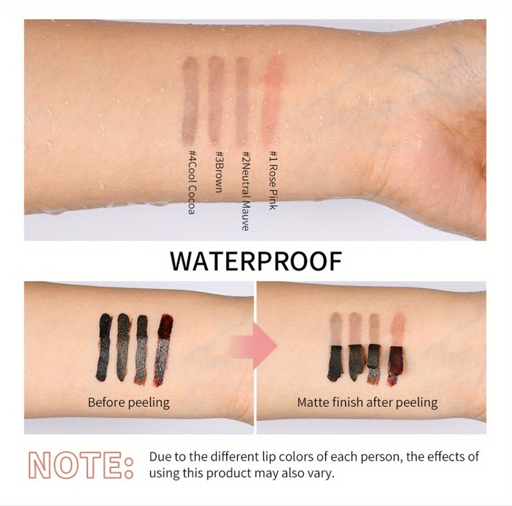 Four-Color Two-in-One Lip Stain Pen Set with Liner Tip and Matte Finish for Daily Makeup Looks
