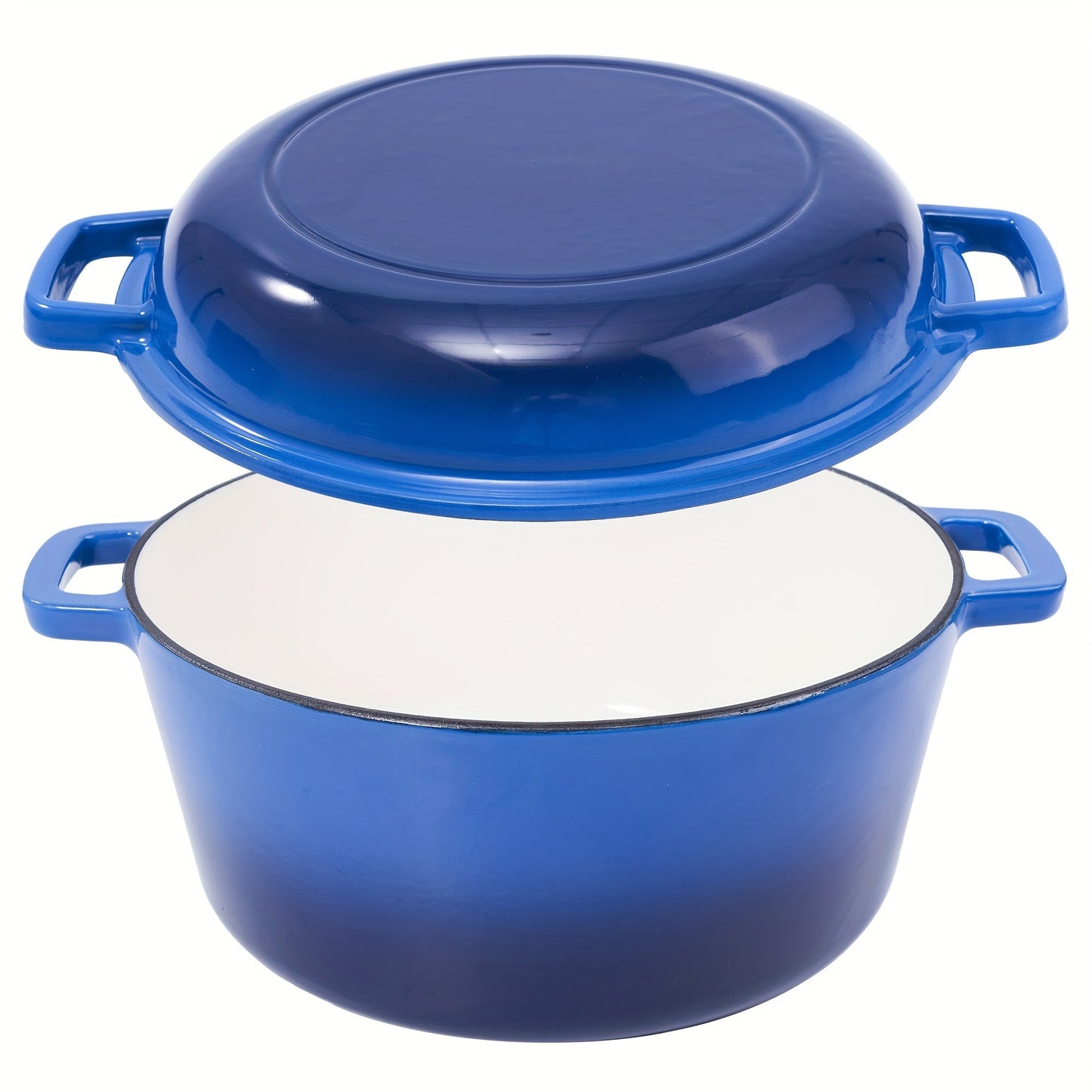 Dutch Oven 6 Quart Enameled Cast Iron 2-in-1 Pot and Bread Baker Nonstick Oven Safe to 500°F Dual Handles Compatible with All Stovetops Including Induction for Bread Baking Cooking Stewing Braising
