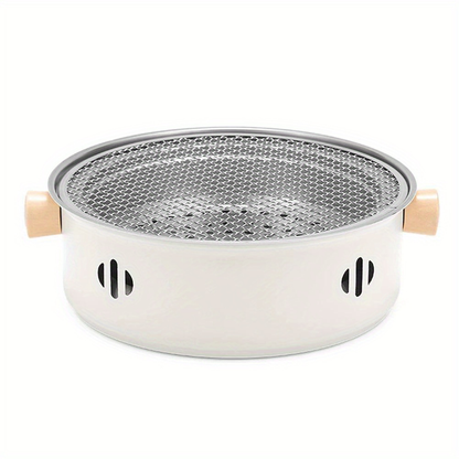 12.2-Inch Round Charcoal Grill Set with Stainless-Steel-Labeled Body, Charcoal Pan, Grids and Tongs