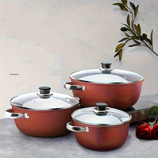 Nonstick Stock Pot with Lid 10 Inch Stone Derived Coating Iron Core Even Heating Induction Compatible Soup Pot for Stewing Boiling Family Dinners