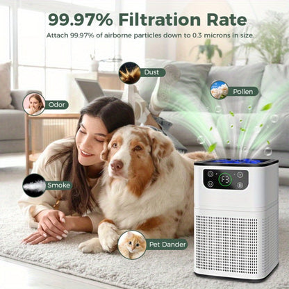 Air Purifier with HEPA Filter, Aroma Function, Quiet Sleep Mode and Compact White Room Design