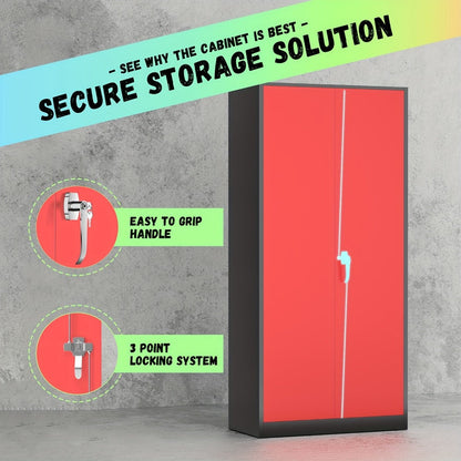 72-Inch Metal Garage Storage Cabinet with Adjustable Shelves and Large-Capacity Storage detail image - detail view 5