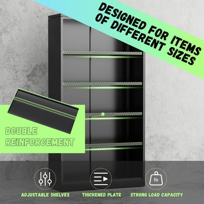 72-Inch Metal Garage Storage Cabinet with Adjustable Shelves and Large-Capacity Storage detail image - detail view 7