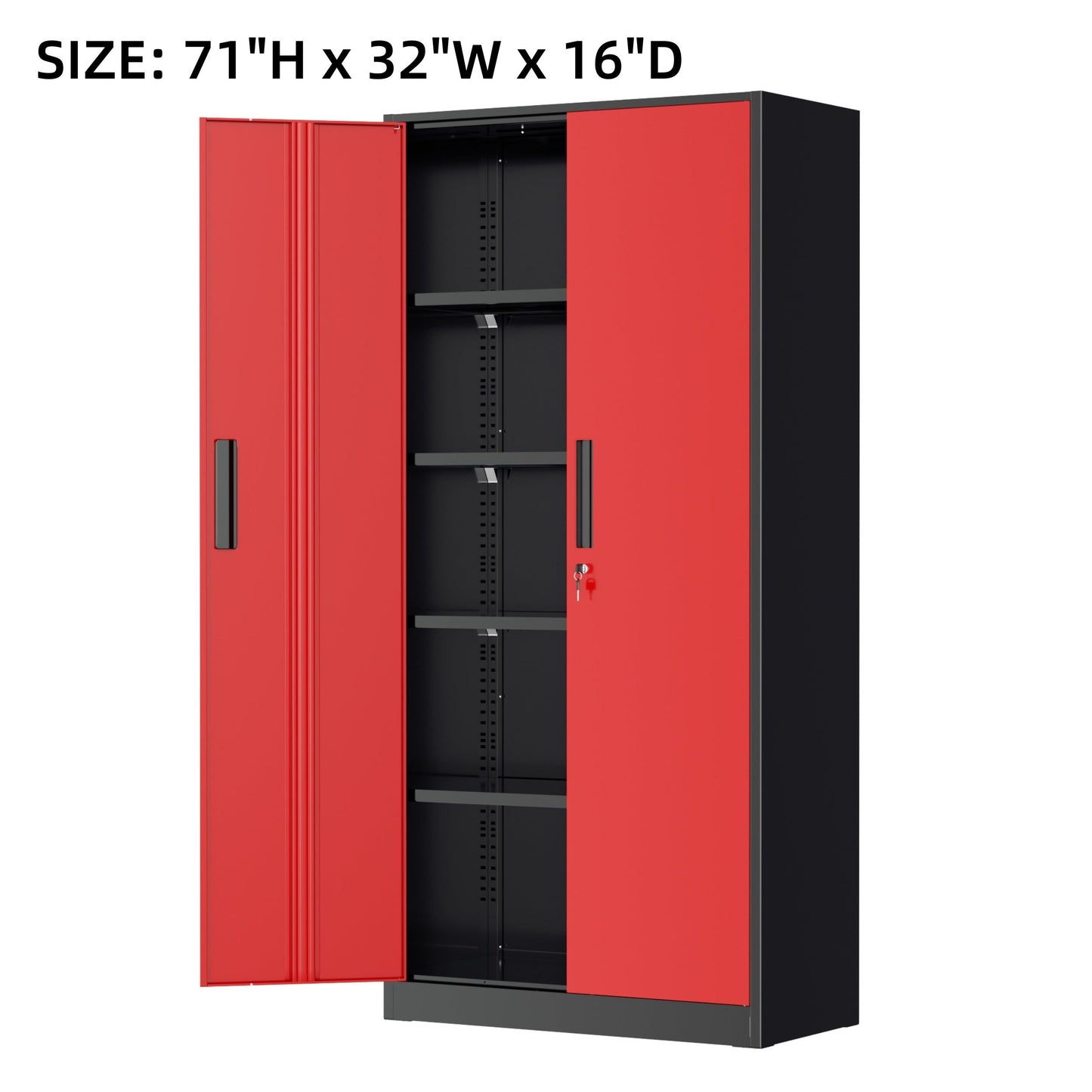 Storage Cabinet shown in the Black+Red option