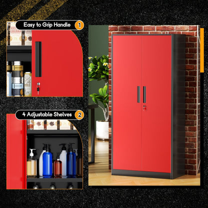 72-Inch Tall Garage Storage Cabinet with Adjustable Shelves for Organized Everyday Storage detail image - detail view 10