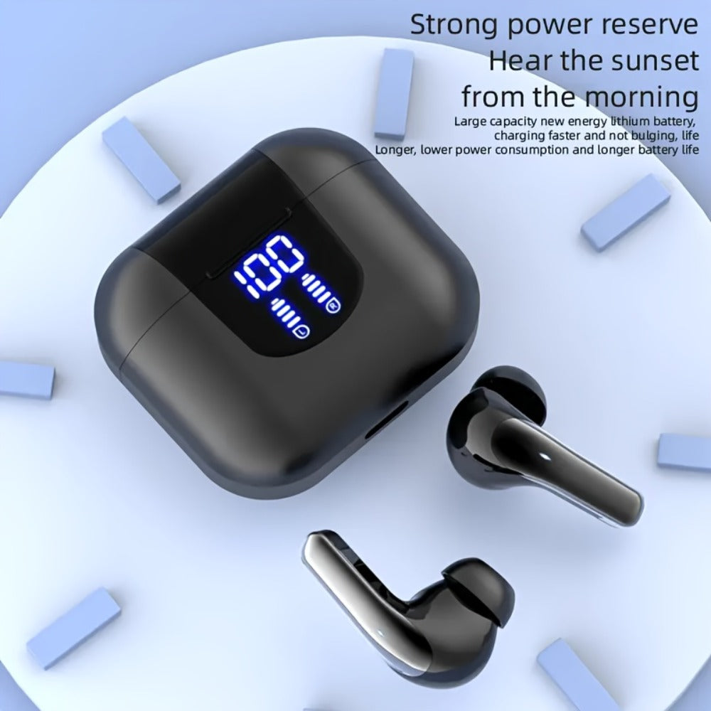 Bass Stereo Wireless Earphones Bluetooth 5.4, 40-Hour Playtime In-Ear Earbuds with Noise Cancelling Mic & LED Display, Touch Control Type-C Charging, Compatible with Laptop Tablet Phone, Sport Exercise