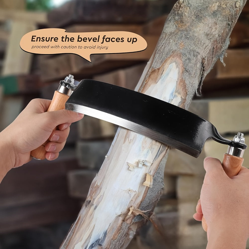 Curved Drawknife Woodworking Tool with Two Wood Handles in 5-, 8- or 10-Inch Blade Length Options