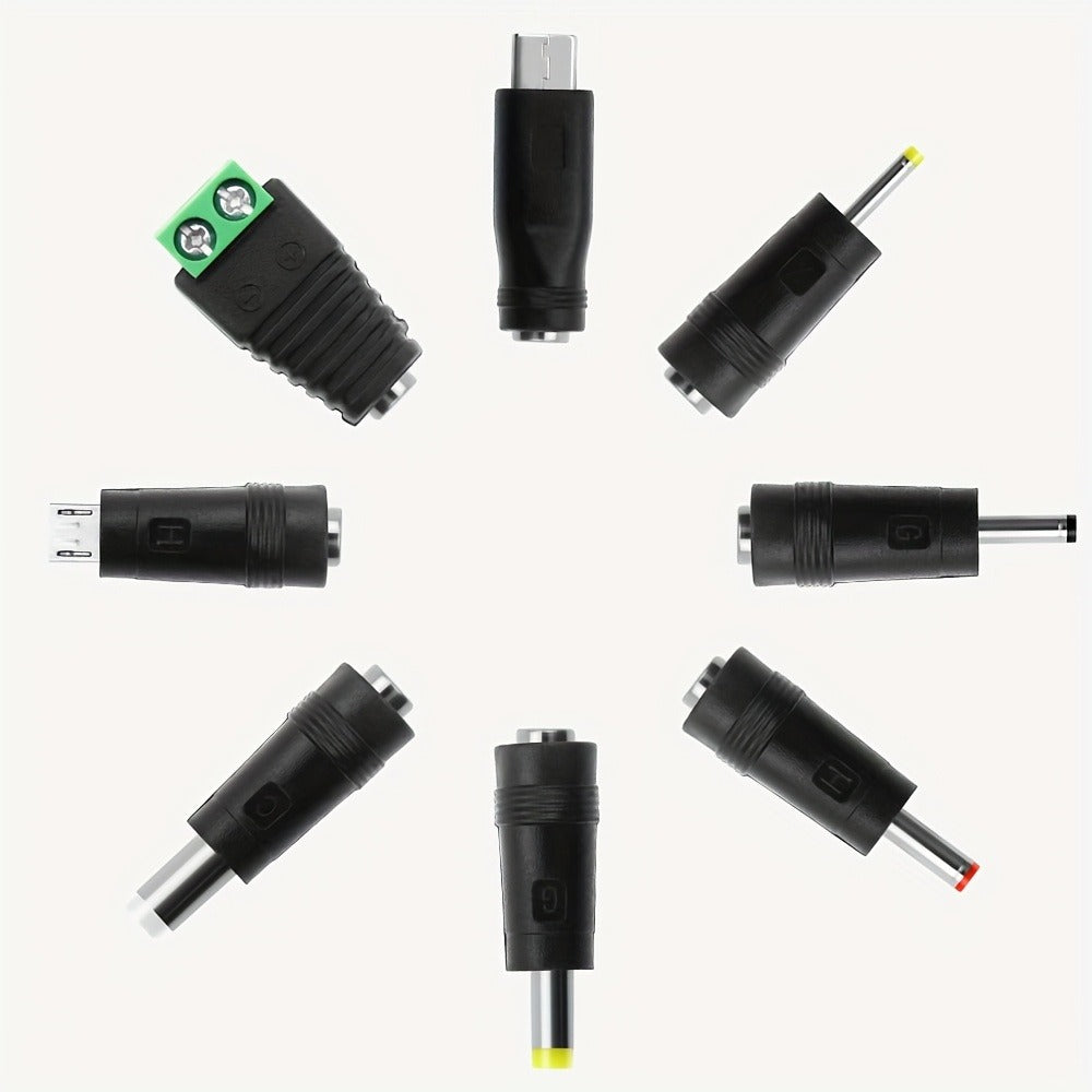 Fixed 5V 2A 10W AC/DC Power Adapter with Eight Tips, Type-C, Micro-USB and Barrel Connectors