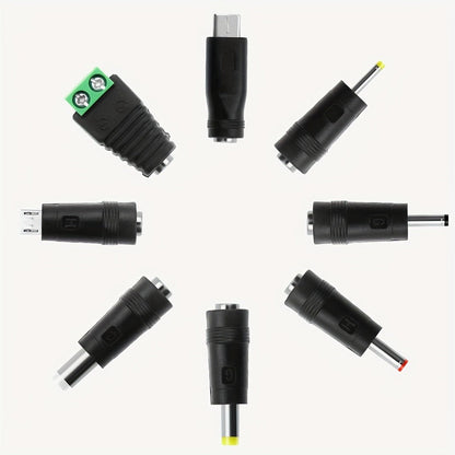 Fixed 5V 2A 10W AC/DC Power Adapter with Eight Tips, Type-C, Micro-USB and Barrel Connectors