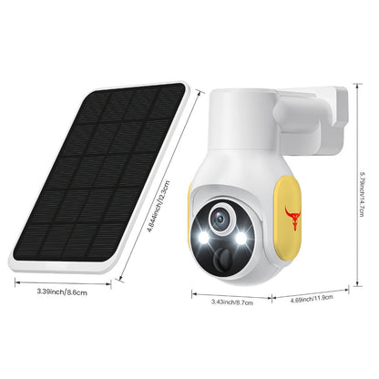 White 4G Solar Security Camera with 960P Label, PIR Motion Detection, Color Night Vision and Two-Way Audio